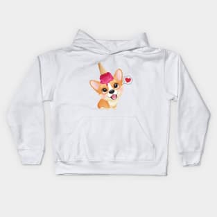 cute little corgi with ice cream tshirt Kids Hoodie